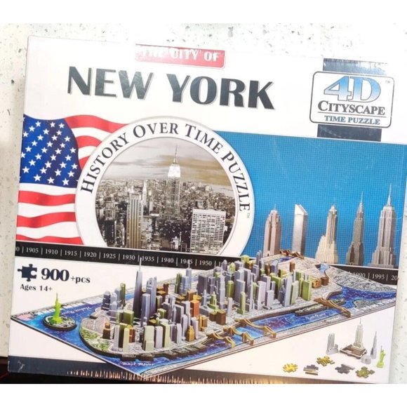 4D Puzzle New York City NYC Skyline Cityscape History Over Time 900 Pcs NEW - Picture 1 of 12